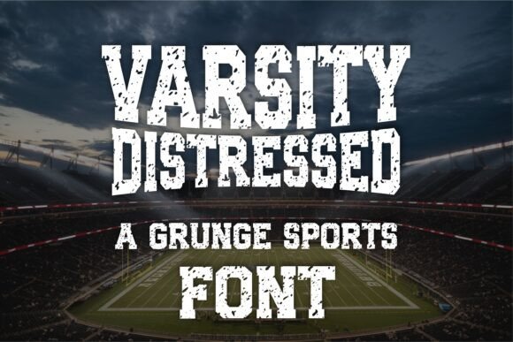 Varsity Distressed: Bold Slab Serif Sports Typeface